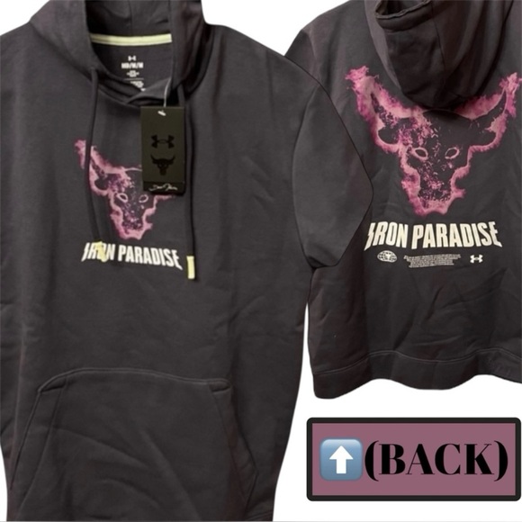 UA Project Rock Rival Fleece Cap Hoodie Under Armour Project Rock Sweatshirt MD - Picture 1 of 16